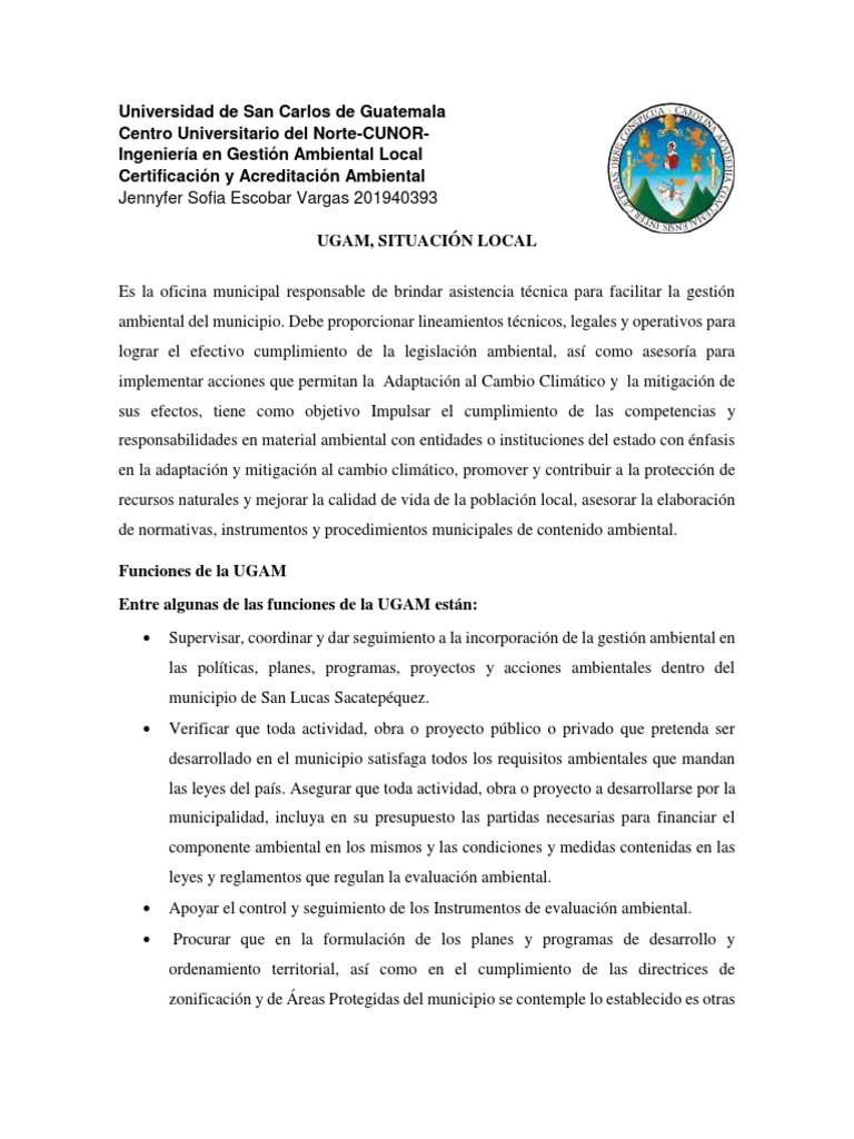 Funciones y Objetivos de la UGAM | PDF | Entorno natural | Protección ...