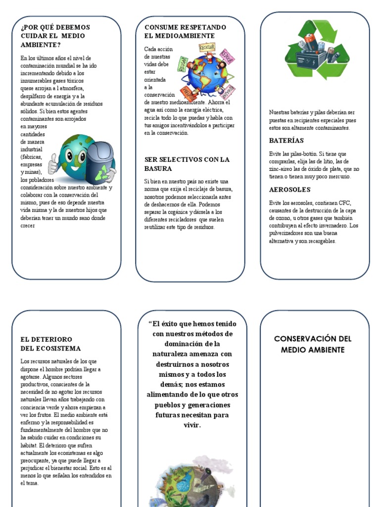 Triptico Del Medio Ambiente 5 | PDF | Contaminación | Residuos