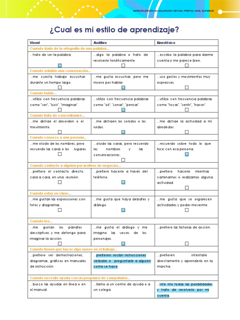 Test Estilos de Aprendizaje | PDF | Cognición | Ciencia cognitiva