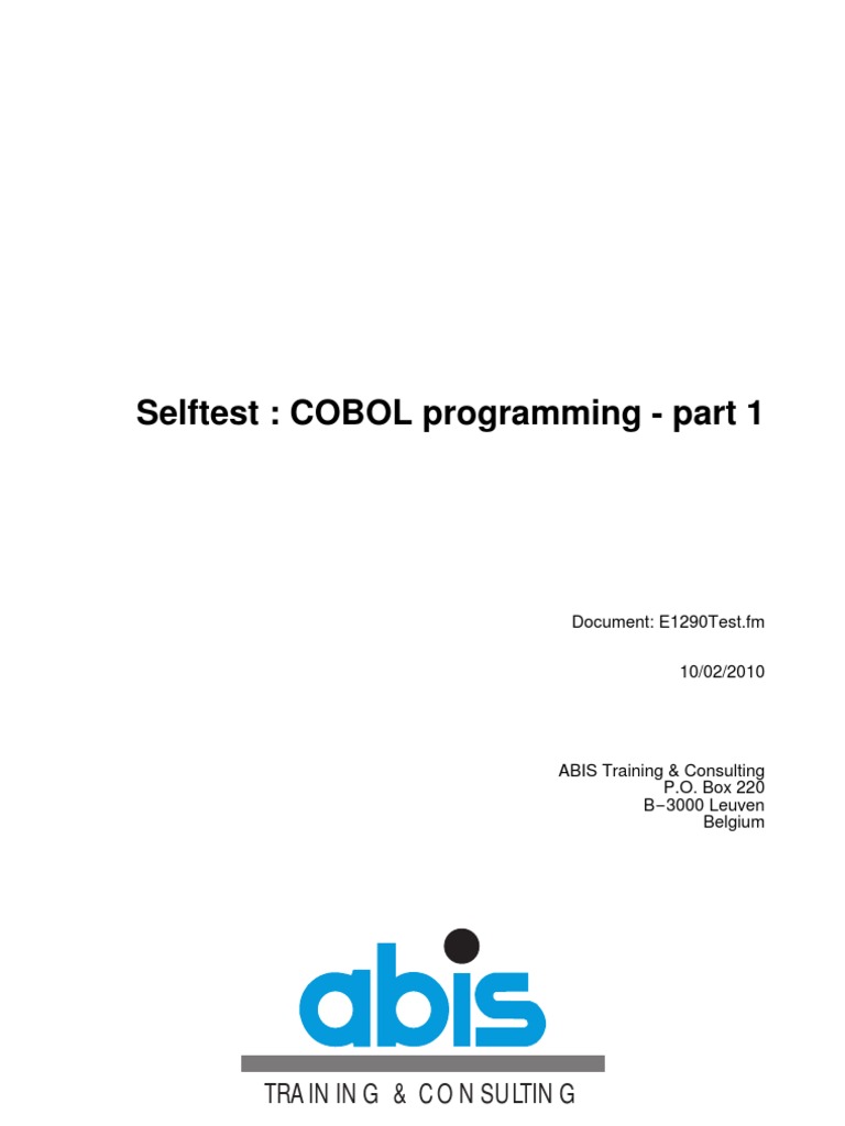 COBOL Programming Self-Test Part 1 | PDF | C (Programming Language ...