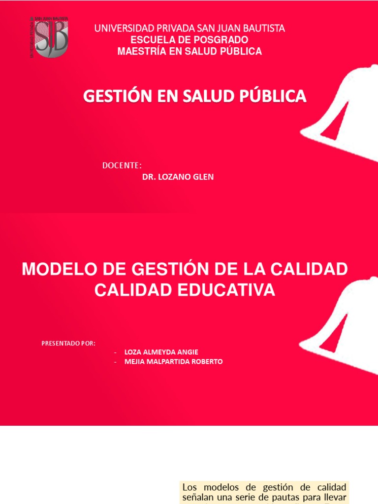 Modelo de Gestión y Calidad Educativa | PDF | Calidad (comercial ...