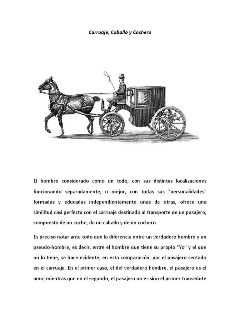 Carruaje, Caballo y Cochero | PDF | Psique (psicología) | Vida