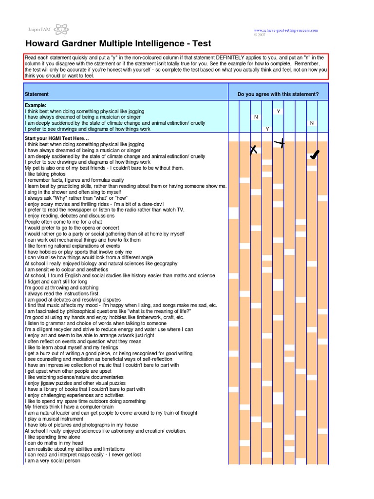 Multiple Intelligence Survey PDF Intelligence Cognition