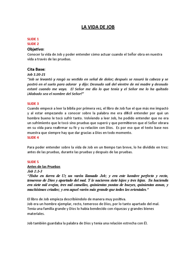 La vida y pruebas de Job | PDF | Libro de trabajo | Dios