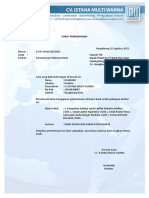 SURAT PERMOHONAN REFERENSI PERUSAHAAN CV ISTANA