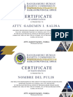 Certificate of Appreciation - Training On Human Rights Based Policing