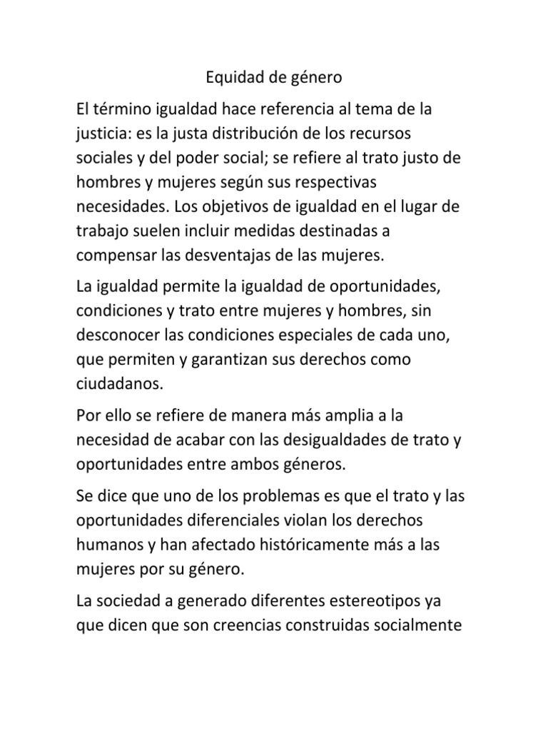 Equidad de Género: Desafíos y Oportunidades | PDF | Igualdad de género ...