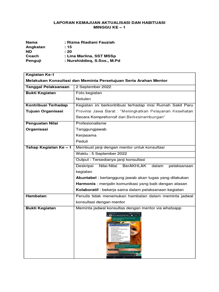 Laporan Minggu Ke-1 | PDF