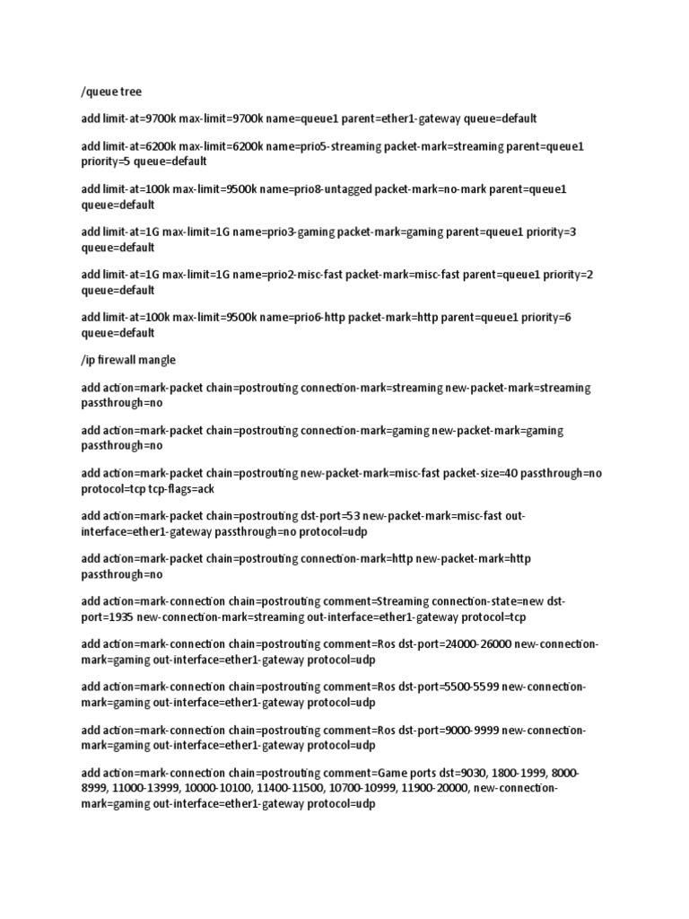 Queue Tree PDF Transmission Control Protocol Firewall