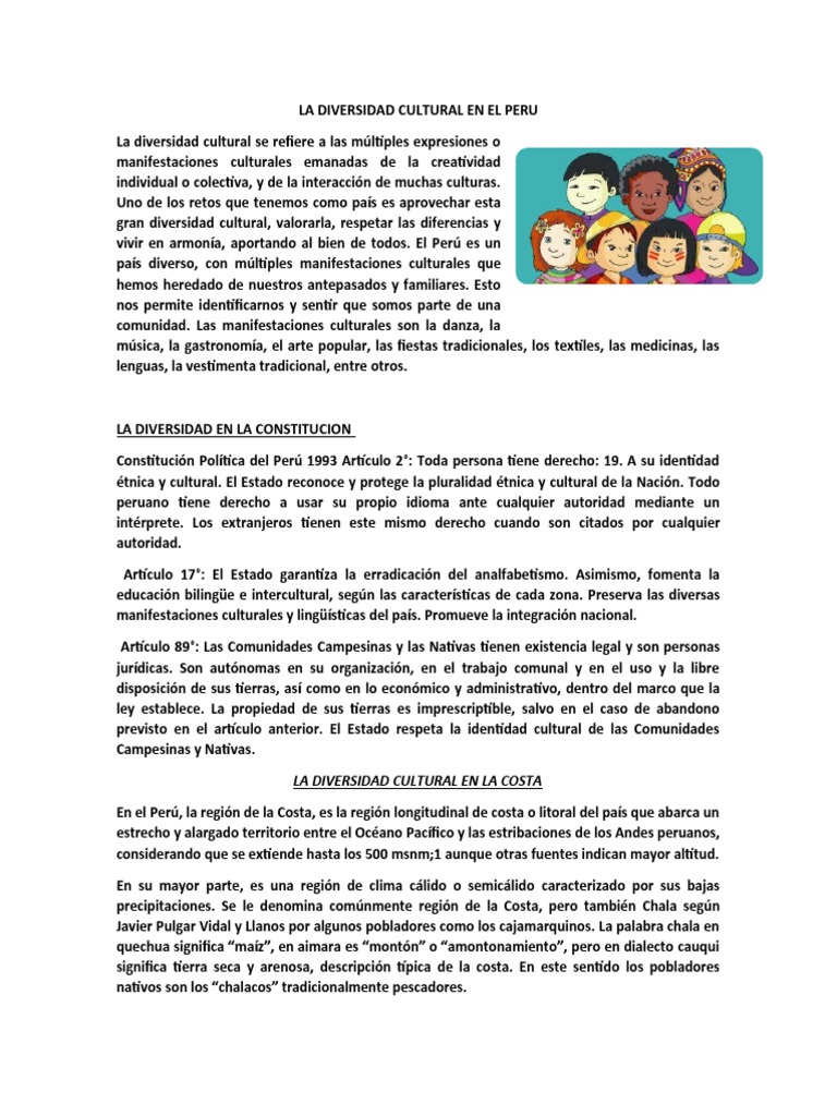 La Diversidad Cultural en El Peru | PDF | Perú | Cocina