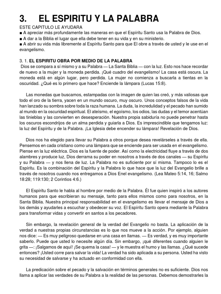 Espíritu y Palabra en el Evangelismo | PDF | Jesús | espíritu Santo