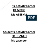 Students Activity Corner of Maths