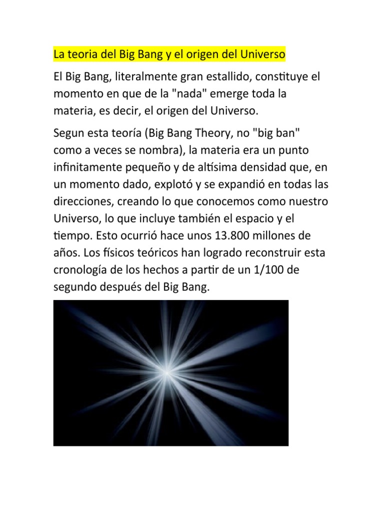 Teoría del Big Bang y origen del Universo | PDF | Universo | Big Bang