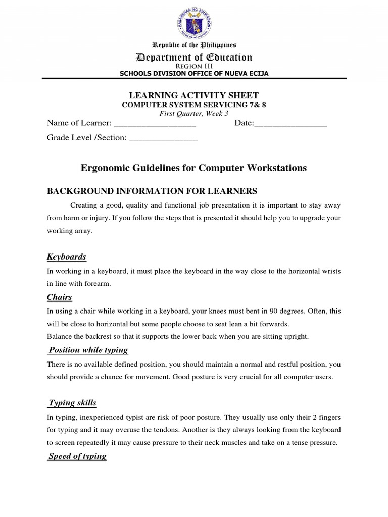 Ergonomic Guidelines for Computer Use | PDF | Icon (Computing ...