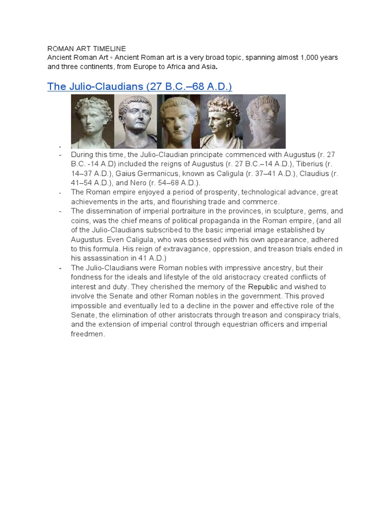 Roman Art Timeline PDF Roman Empire Caligula