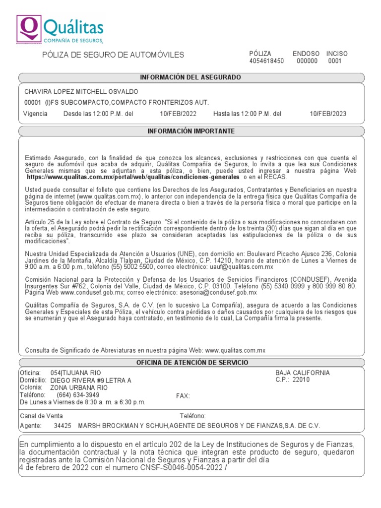 Aseguranza 2022 | PDF | Póliza de seguros | Seguro