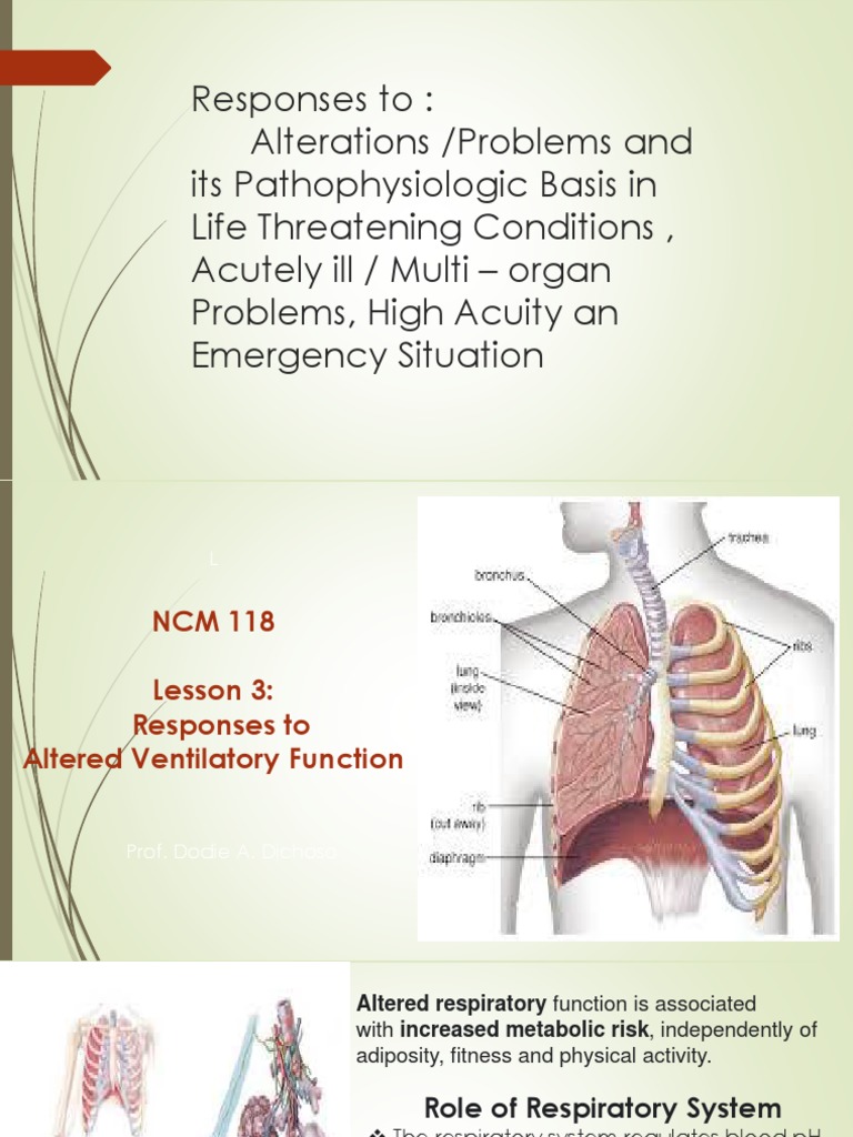 Lesson 3 Responses To Altered Ventilatory Function PDF Pneumonia