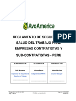 Avo-No-Rh-So-005-Reglamento de Seguridad y Salud Del Trabajo para Empresas Contratistas y Sub-Contratistas