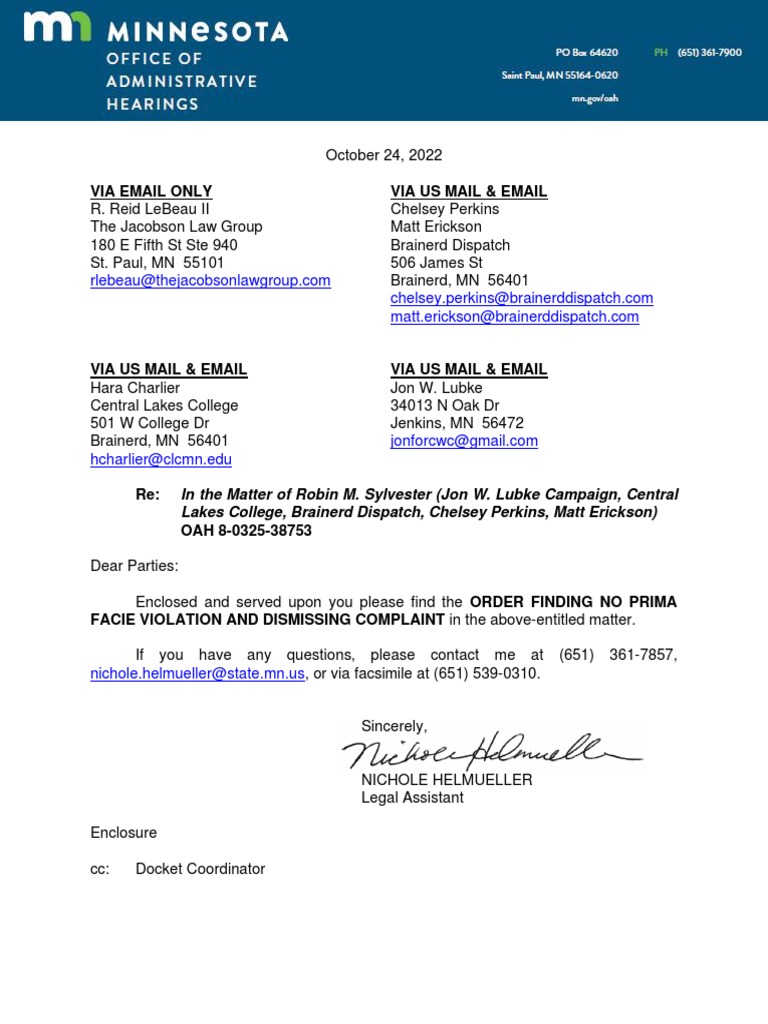Via Email Only Via Us Mail & Email | PDF | Complaint | Administrative ...