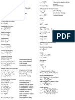 General Physics 1 First Quarter Important Formulas