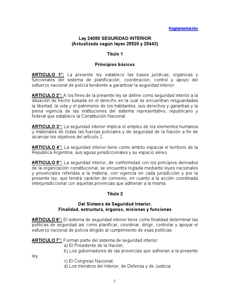 Ley de Seguridad Interior | PDF | Policía | Argentina