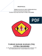 PROPOSAL PERPANJANGAN IJIN OPERASIONAL TK CITRA MANDIRI 2018