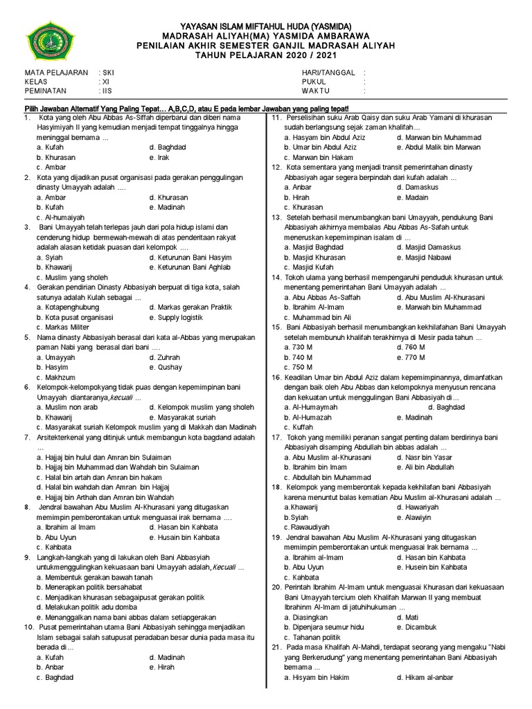 Soal Ski Kelas 11 Pdf