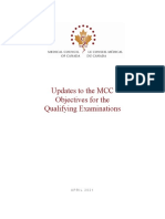 Updates To The MCC Objectives For The Qualifying Examinations April