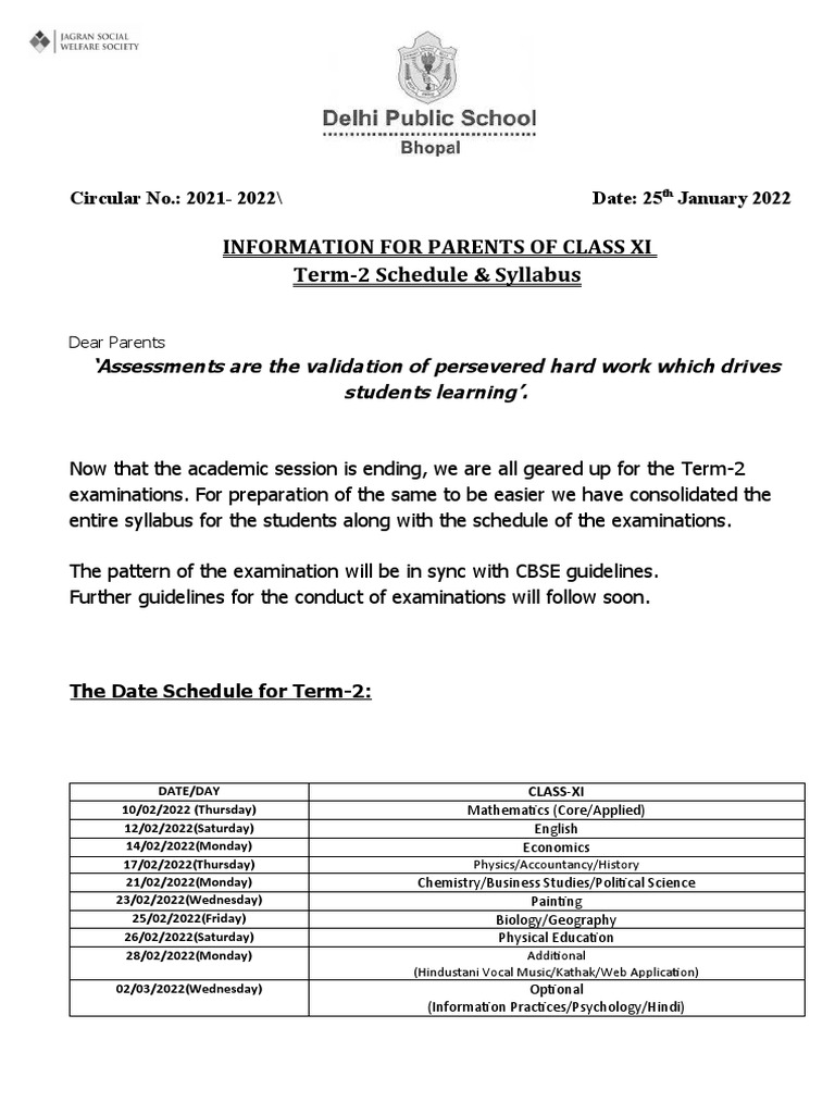 Term 2 syllabus class xi pdf mathematics test assessment 