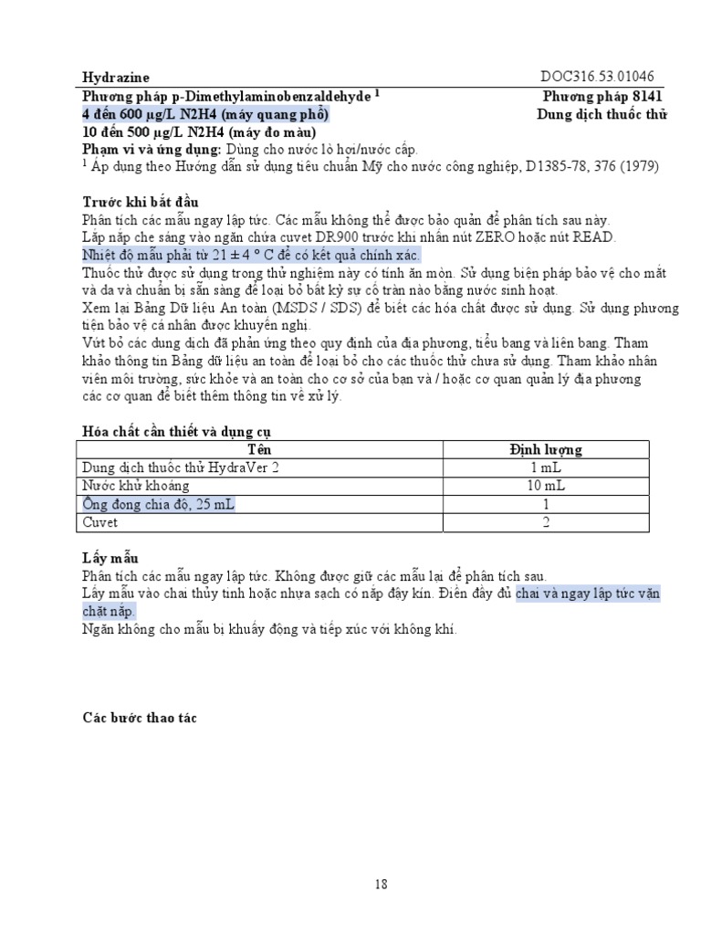 Hydrazine DR900 Procedure PDF