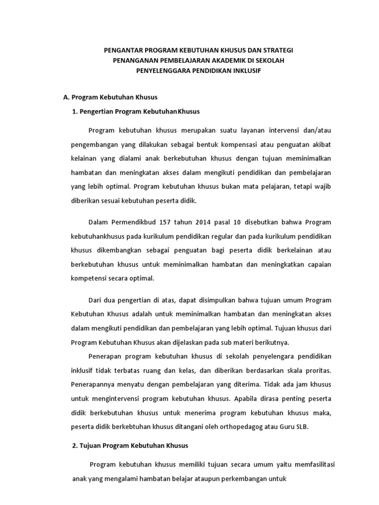 Tujuan Program Kebutuhan Khusus | PDF