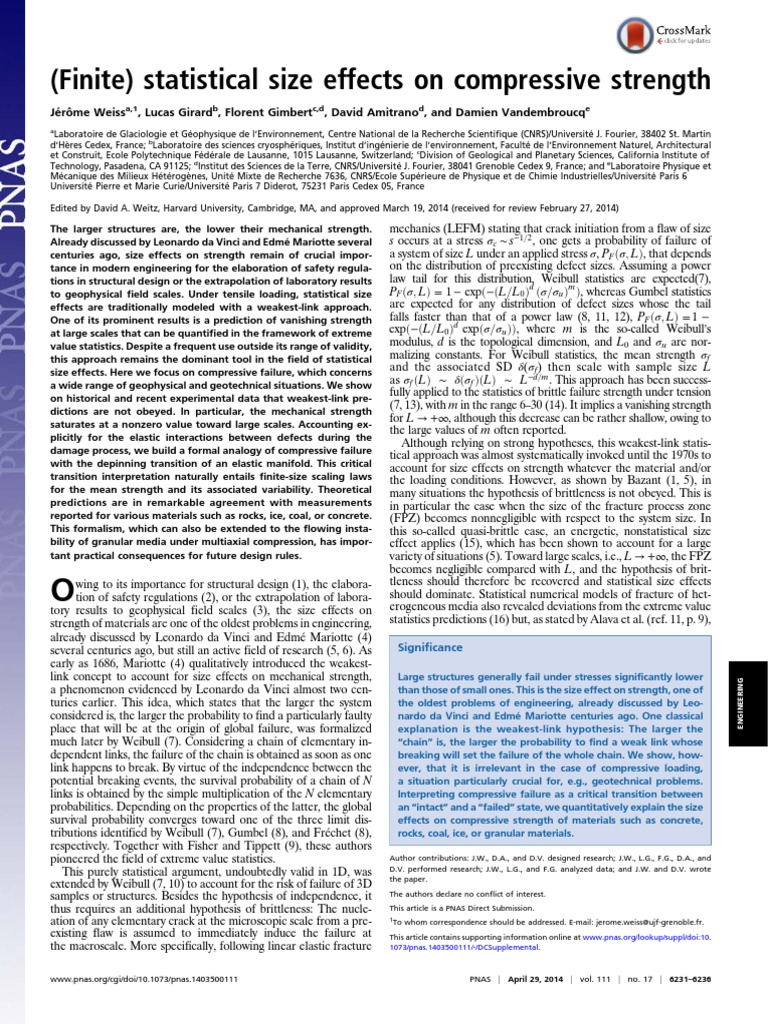 Size Effects on Compressive Strength | PDF | Fracture | Strength Of ...