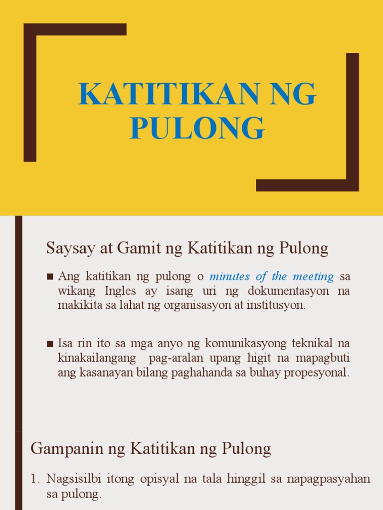 Katitikan NG Pulong | PDF