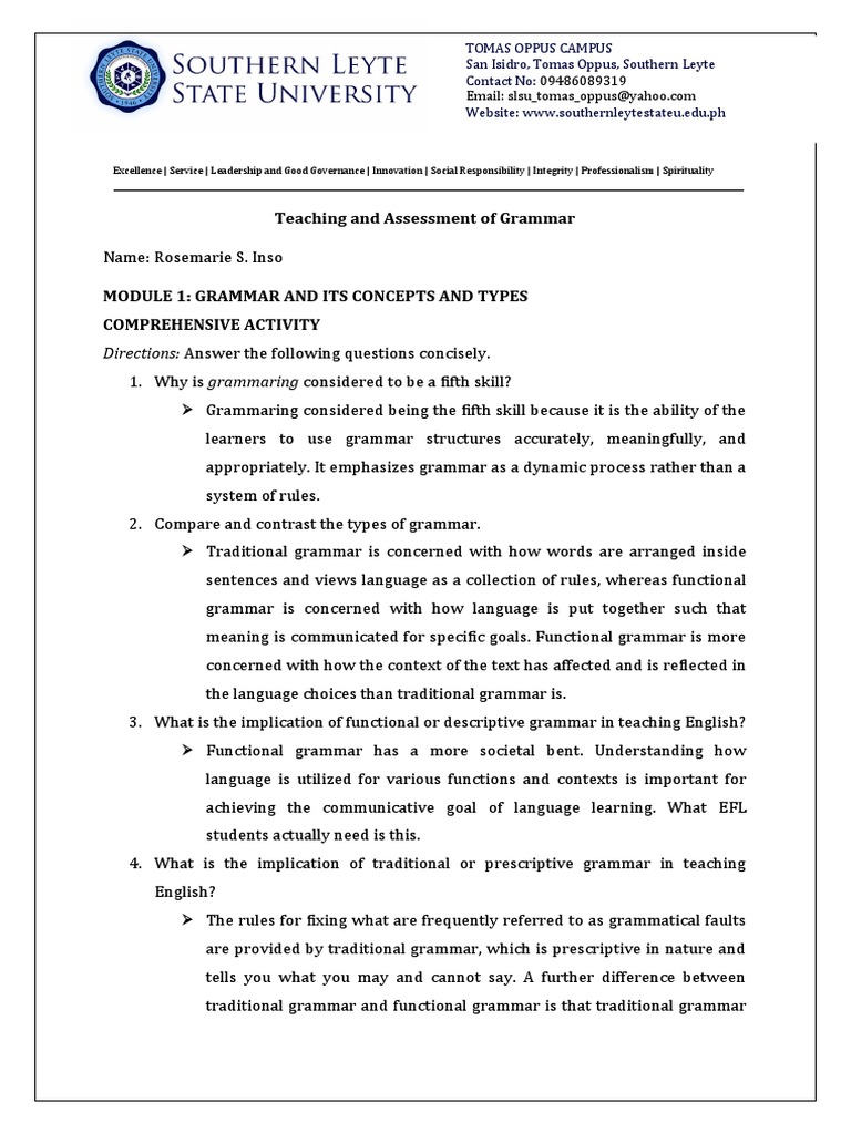 Teaching and Assessment of Grammar | PDF | Grammar | Learning