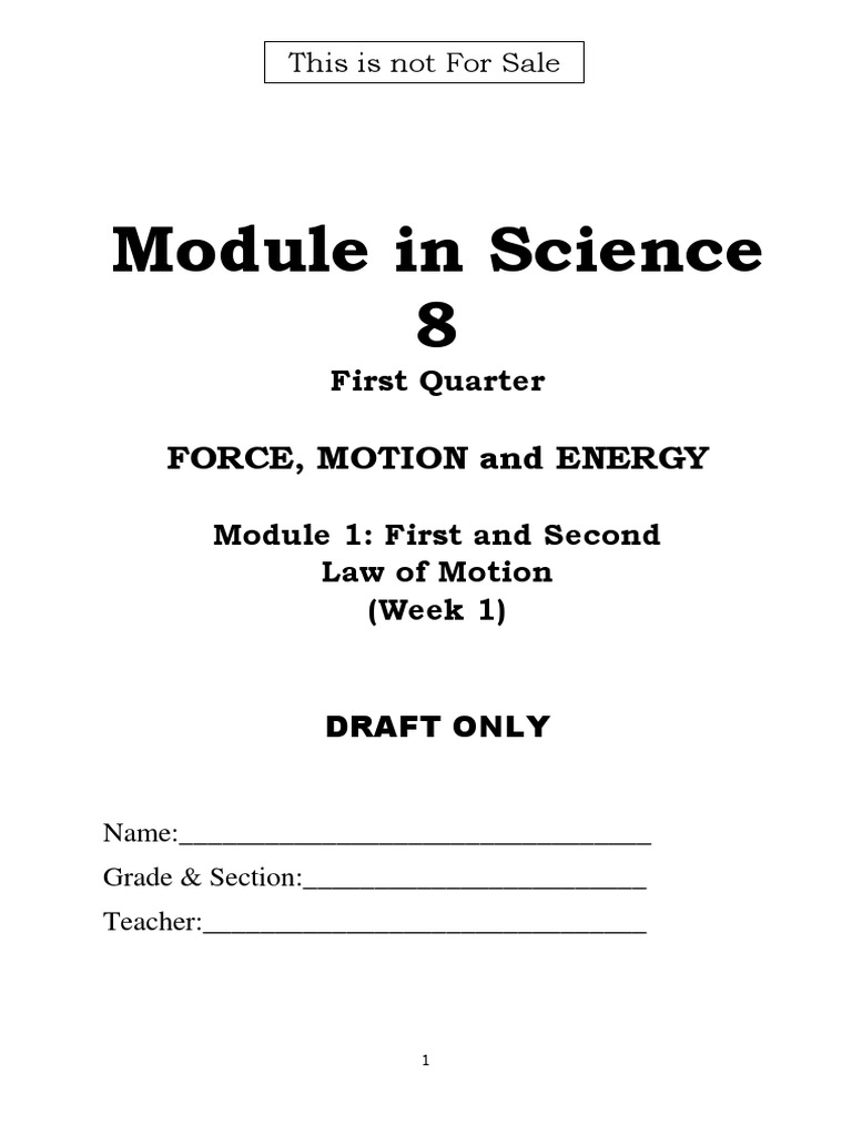 Grade 8 Science: Force and Motion Module | PDF | Force | Inertia