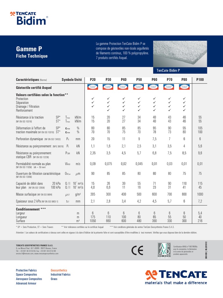 Fiche Technique Geotextile 300g P30 PDF