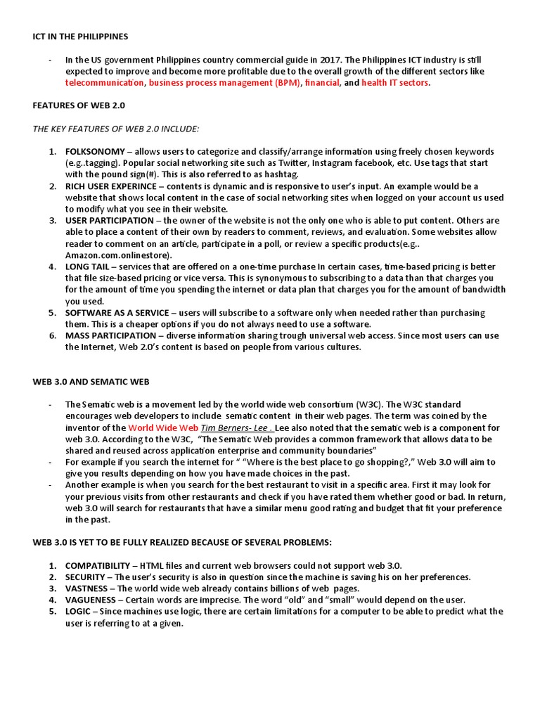 Ict in The Philippines | PDF | World Wide Web | Internet & Web