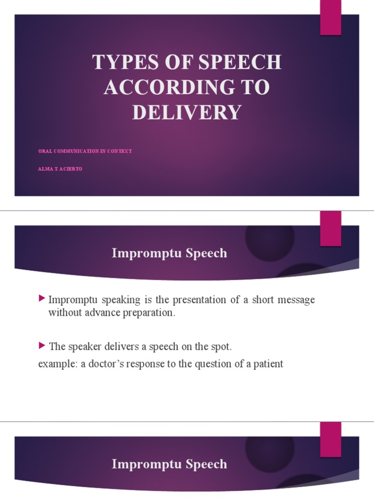 types of speech according to delivery pdf