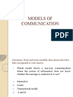 Models of Communication Exercise