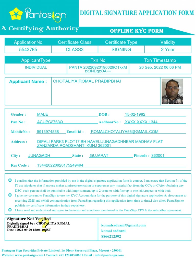 Digital Signature Application Details | PDF | Privacy | Computer Security