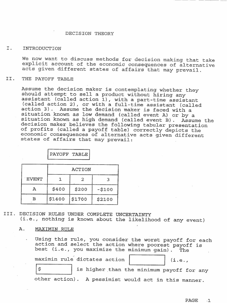Decision theory notes plus unsolved examples v pdf