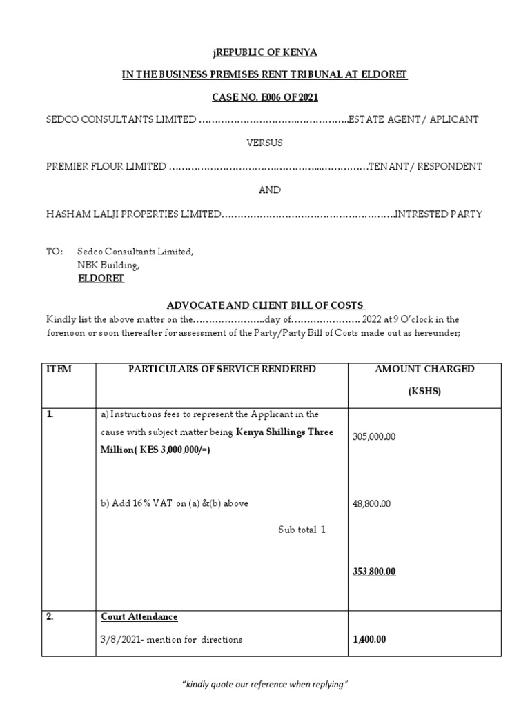 Bill of Cost E006 PDF Common Law Government