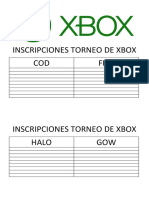 Inscripciones Torneo de Xbox