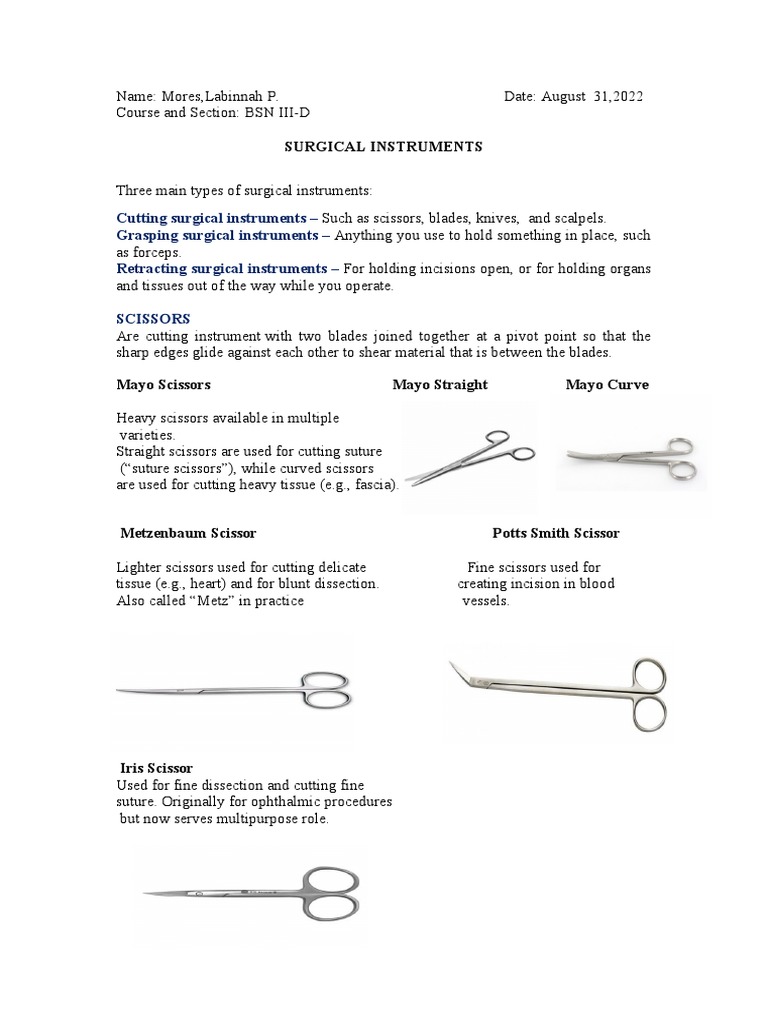 Surgical Instrument PDF Surgery Medical Specialties