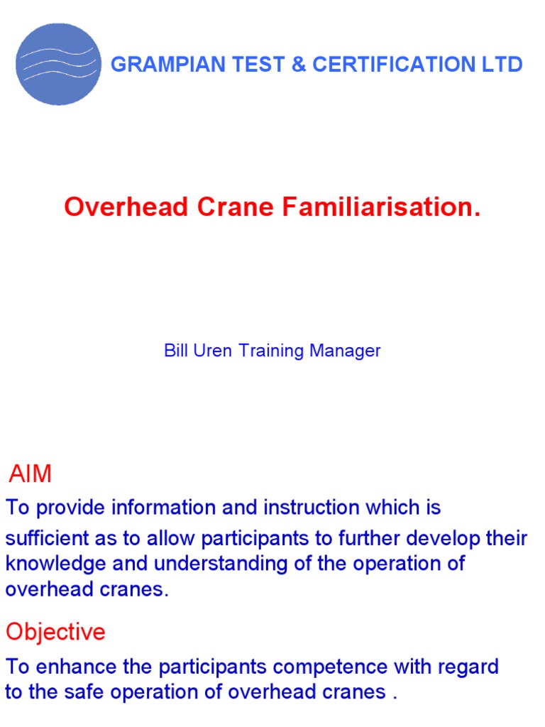 Overhead Crane Familiarisation PDF Crane (Machine) Manufactured Goods
