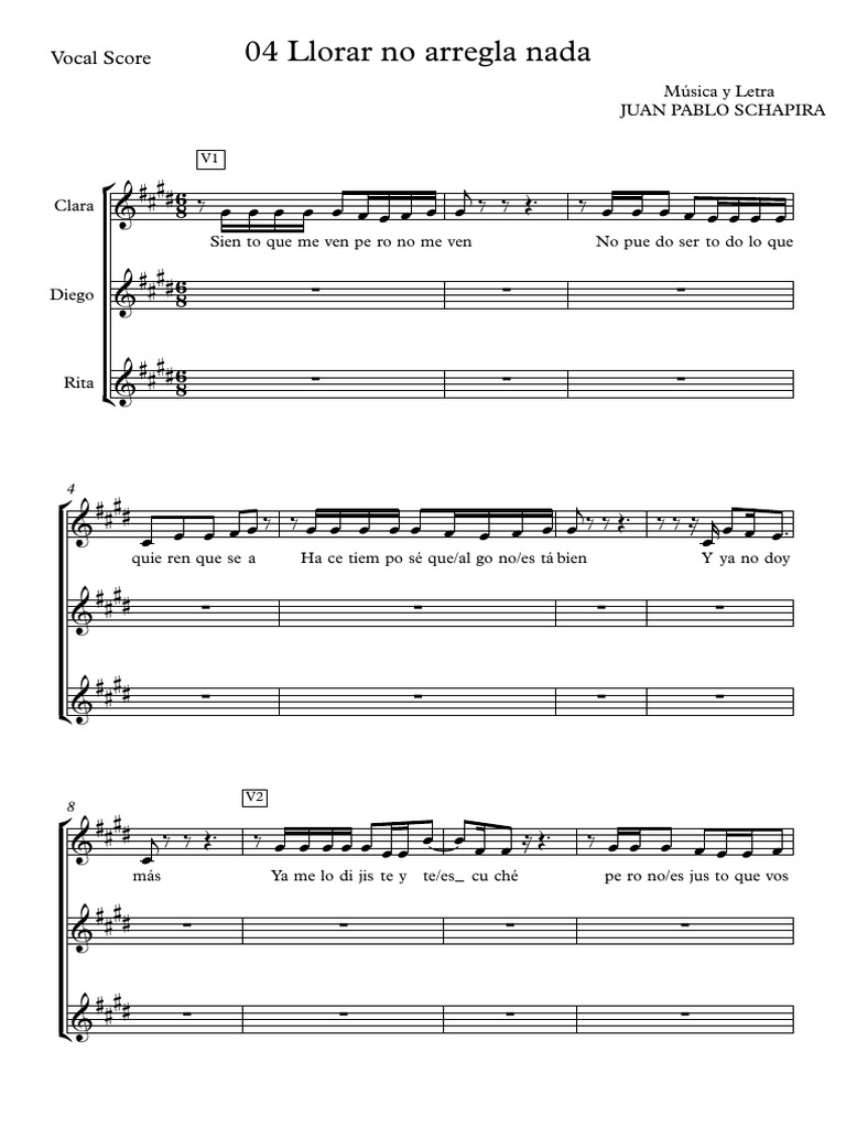 04 Llorar No Arregla Nada VOCAL SCORE | PDF