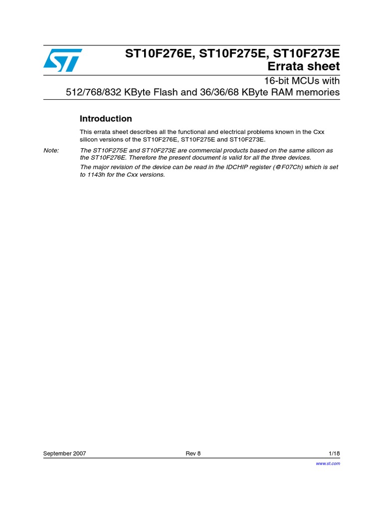 ST10F275 | PDF | Analog To Digital Converter | Flash Memory