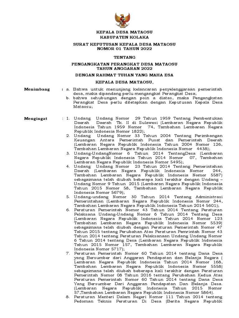 Sk Perangkat Desa Pdf Io Pdf