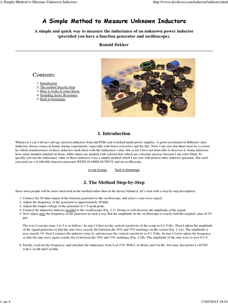 A Simple Method To Measure Unknown Inductors | PDF | Inductor | Inductance