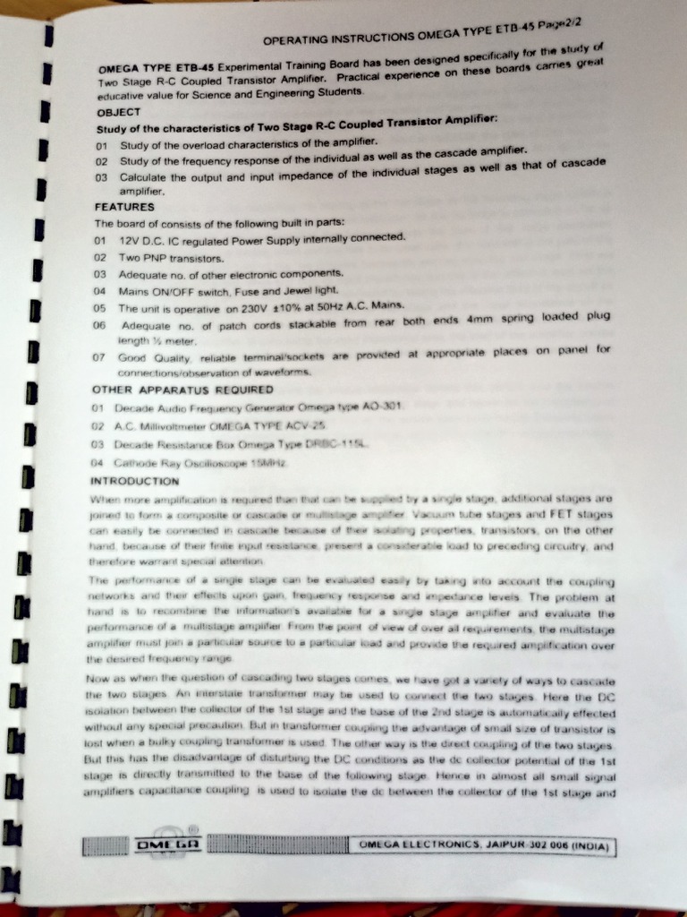 Analog Lab Manual (Amplifier) PDF Amplifier Capacitor